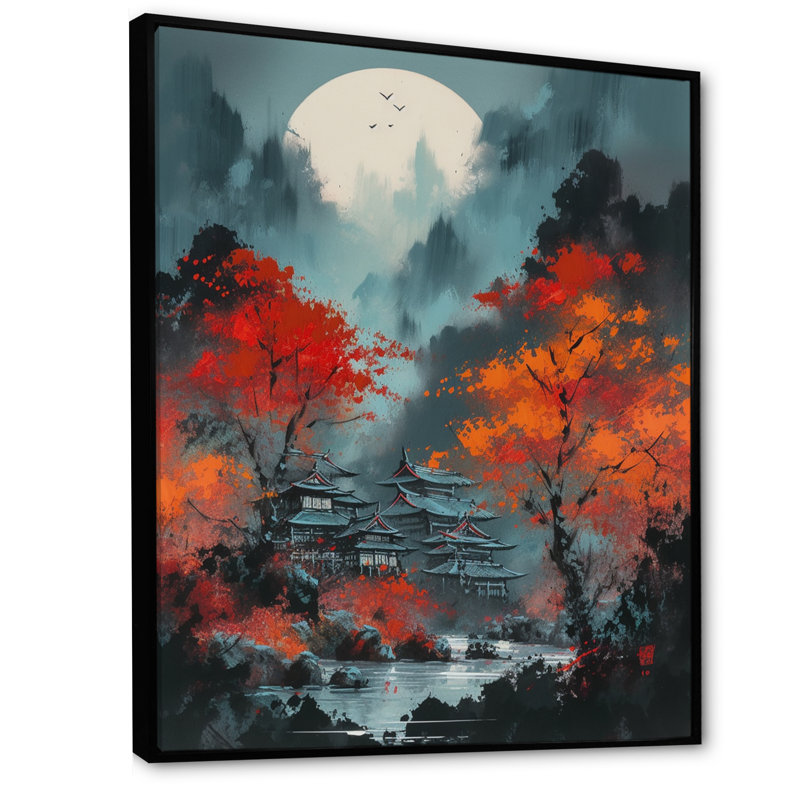 Lune de Nastazja et érable japonais IV, H 20 po x l 12 po x P 1 po, Cadre flottant noir