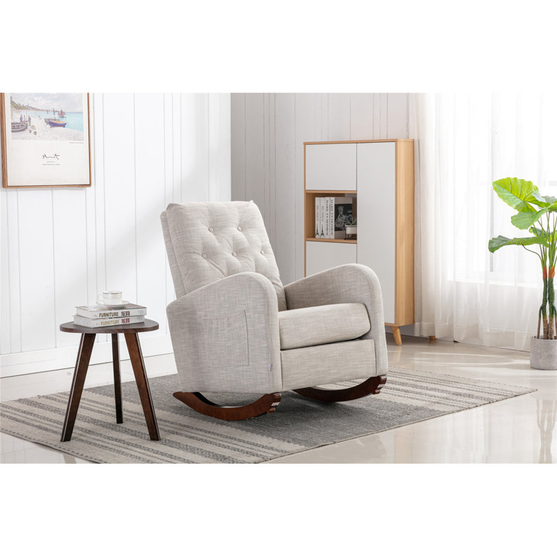 Fauteuil berçant à haut dossier, Gris clair