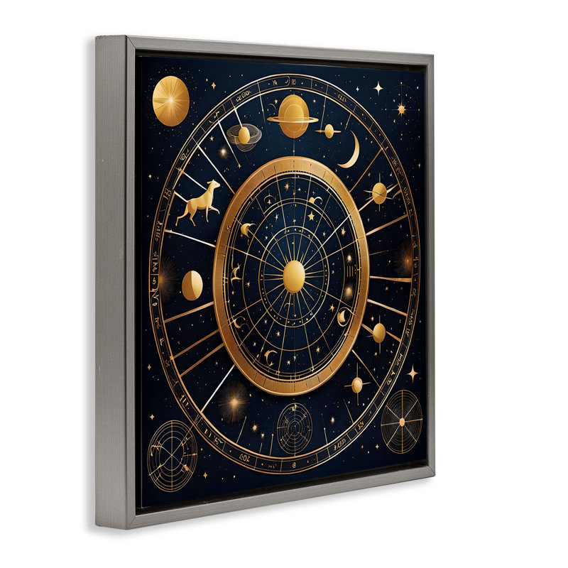 Tableau flottant astrologie astrologique, conception de Tabz Jones, Cadre flottant gris lustré, H 18 po x l 18 po