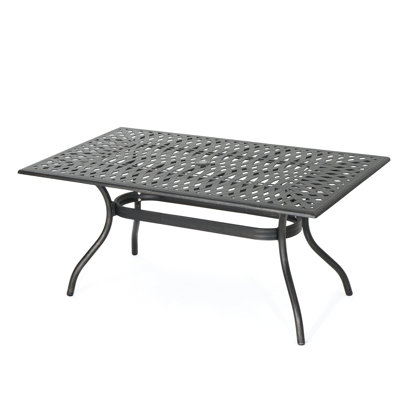 68" Rectangular Patio Table With Copper Accents, Aluminium Made Feature,