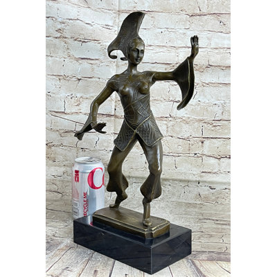 Signed Bronze Sculpture Art Deco Dimitri Chiparus Footsteps Figurine 38 CM Gift