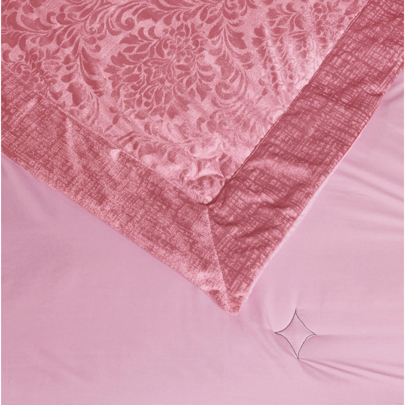 Microfiber / Polyester Bedspread with Pillow Shams, Pink , Double