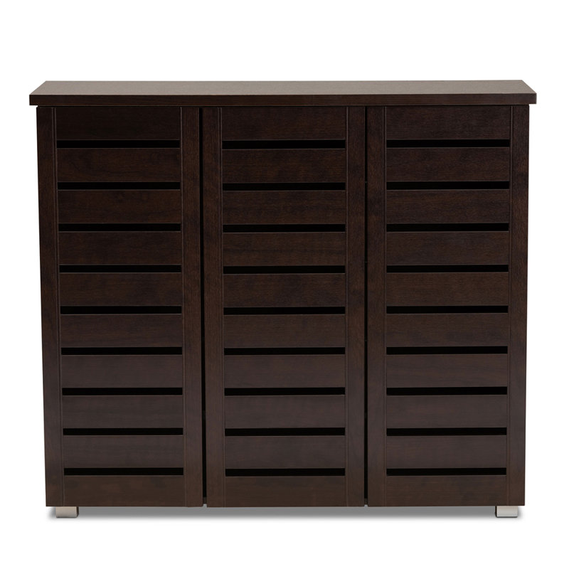 Adalwin 3-Door Dark Brown Shoe Storage Cabinet, 38.34'' H X 44.46'' W X 13.1'' D
