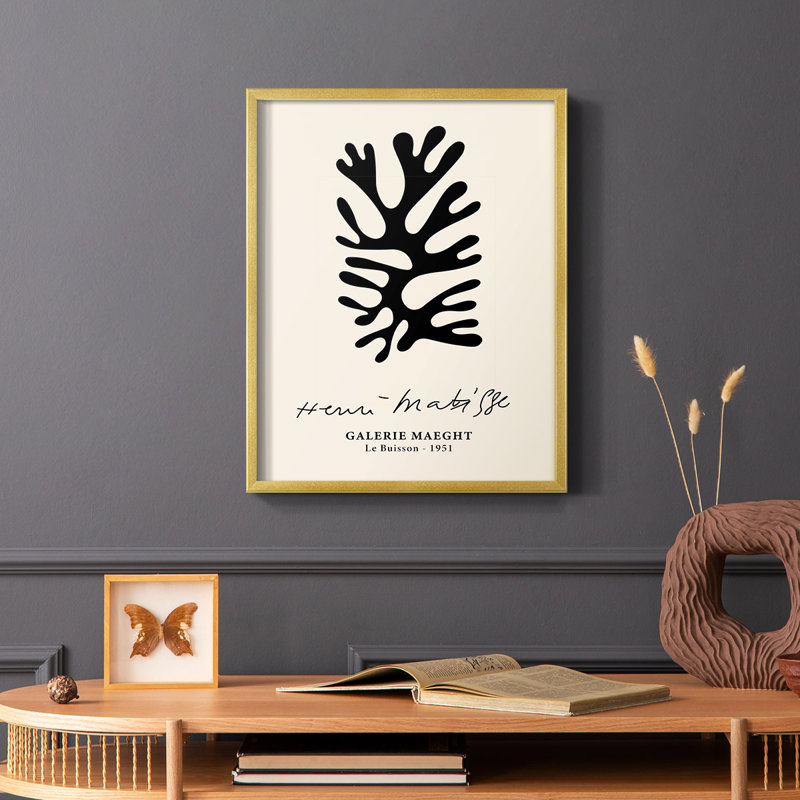Matisse CXLIX, reproduction encadrée - bois massif, Or, H 28 po x l 22 po