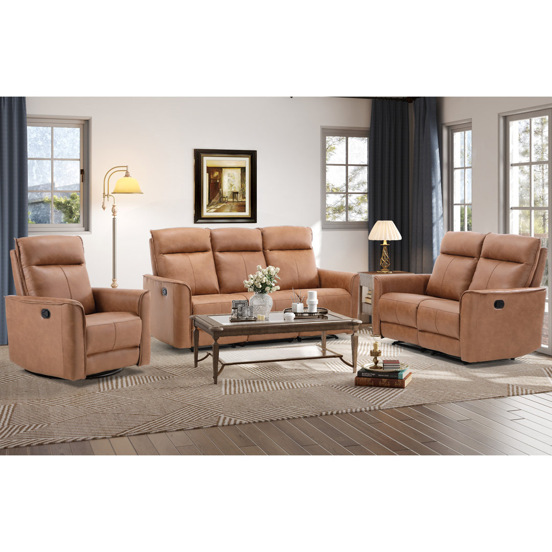 Lytchett 3-Piece Modern Comfortable Upholstered Standard Reclining Sofa Living Room Set Latitude Run®