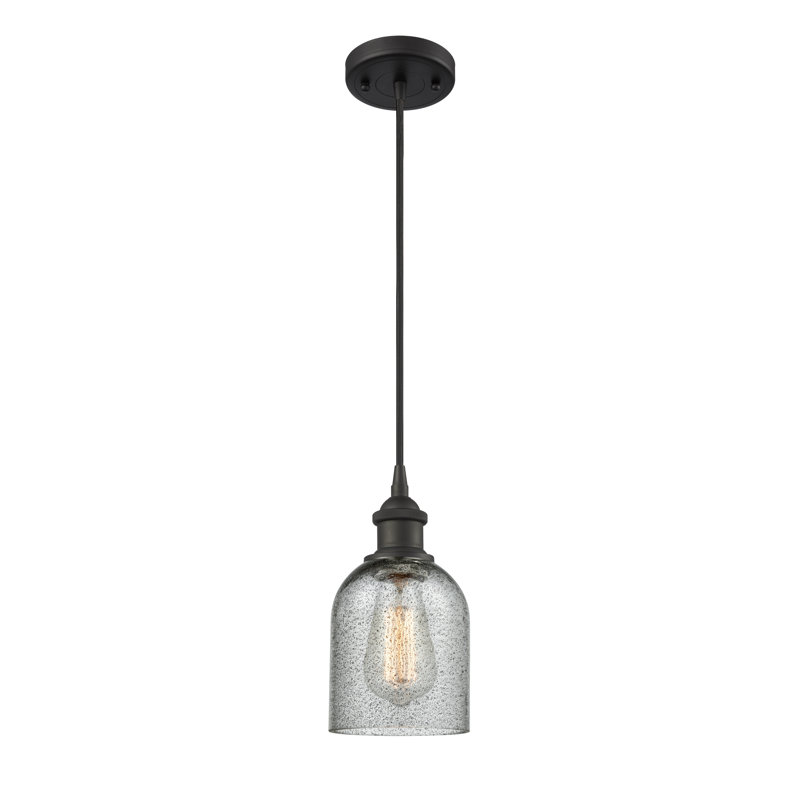 Luminaire suspendu en forme de cloche à 1 lumière Odele, Ampoule DEL 6 watts Vinage, Anthracite, Bronze huilé