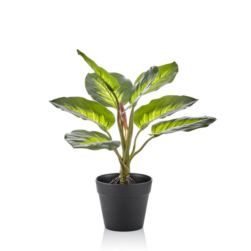 Plante à feuillage artificiel en pot, H 14 po x l 12,6 po x P 12,6 po