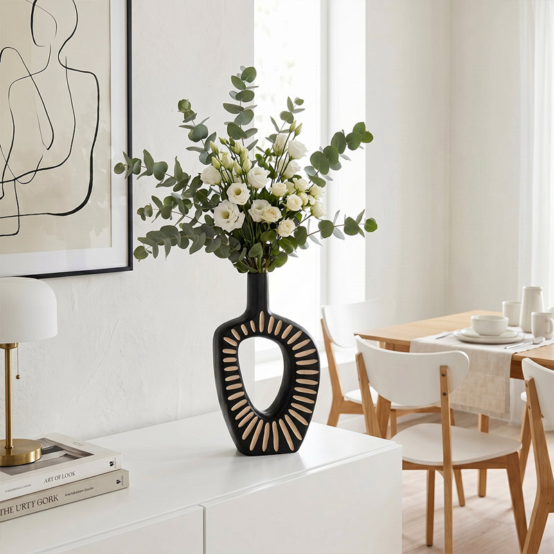 Vase en bois 15,7 po Sunburst