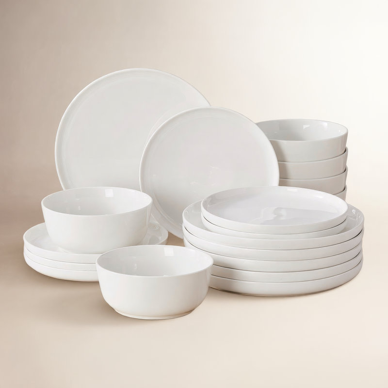 18-Piece Ceramic Dinnerware Set, White