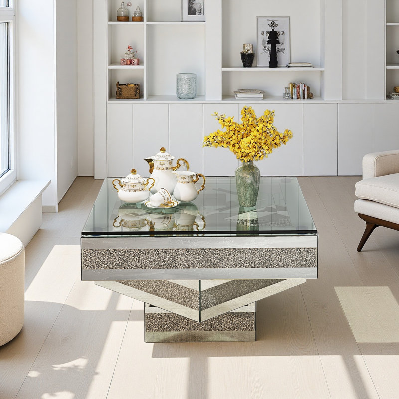 Table basse en verre à miroir Modern Modern Glam