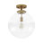 1-Light Ribbed Glass Globe Single Semi-Flush Mount