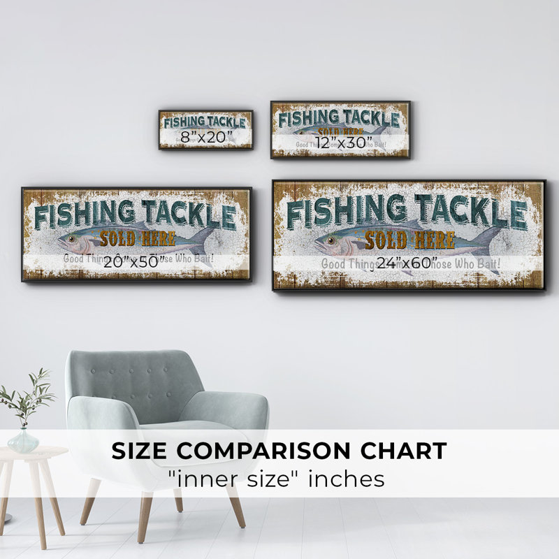 Fishing Tackle- Framed Canvas, 20" H x 50" W