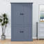 Armoire de cuisine avec poste de travail, 4 portes, 3 tiroirs, 6 supports à vin et tablettes réglables-129586911