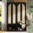 Hall Tree with 4 Rattan Doors, Versatile 4-In-1 Seating Bench with 6 Hooks-1388062206