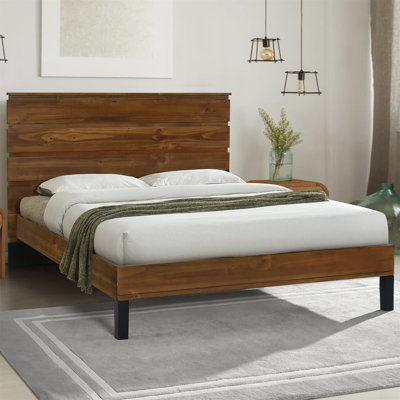 Mid-Century Modern Solid Wood Bed Frame Platform Bed With Six-Piece Headboard Design For Bedroom -  Loon Peak®, 85BB9A7C39DE4A09B7C7839FA3308A46