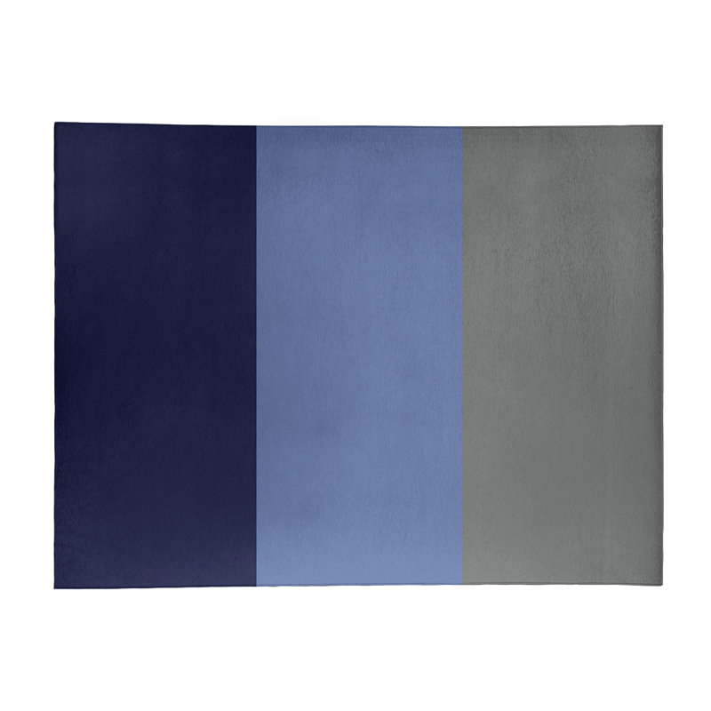 Tapis à rayures bleu marine/bleu/gris, Rectangle 4 pi x 6 pi