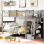 Lit superposé Twintwin avec garde-corps et rangement gris pour dortoir de chambre à coucher-541515520