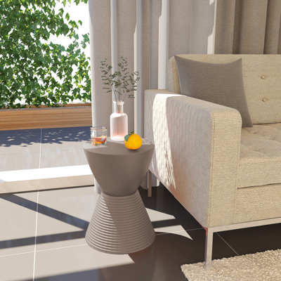 Table de bout à tambour réversible Durant avec rangement - Sans assemblage Table d'appoint légère pour l'intérieur et l'extérieur