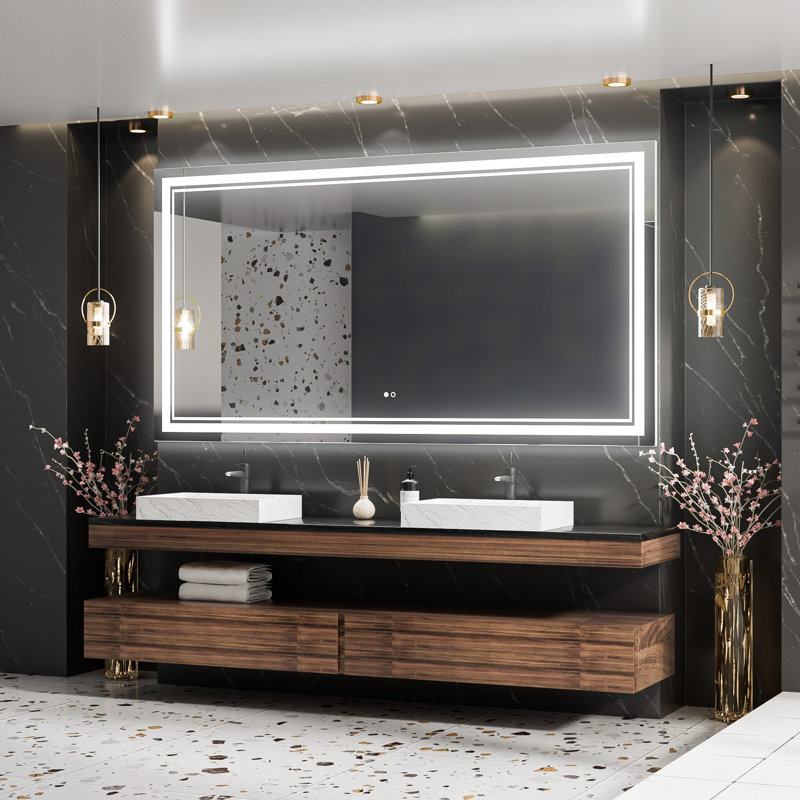 Kaelia Frameless LED Lighted Bathroom Vanity Mirror with Anti-fog & Brightness Adjustable, Memory Function Wall Mirror