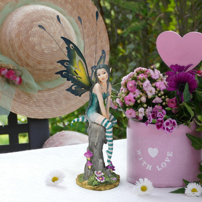 Lochloy House Fairy Twins Striped Stockings Figurine