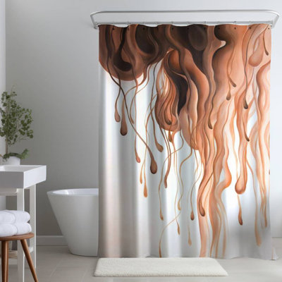 Eruption Orange Abstract – Polyester Shower Curtain, Dye Sublimation Print, 71" W × 74" L