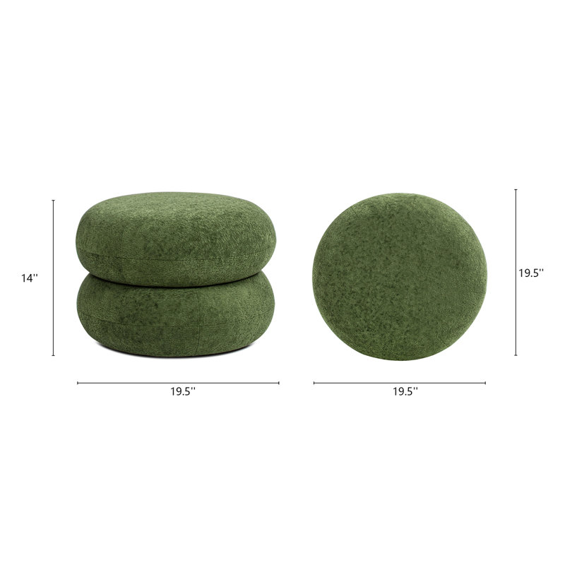 Repose-pieds bas rembourré 19,5 po Maryport, Ours en peluche vert