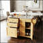 Îlot de cuisine intérieur en bambou avec plateau en acier inoxydable, chariot mobile avec tiroirs, armoire et porte-serviettes pour la salle à manger et le bar