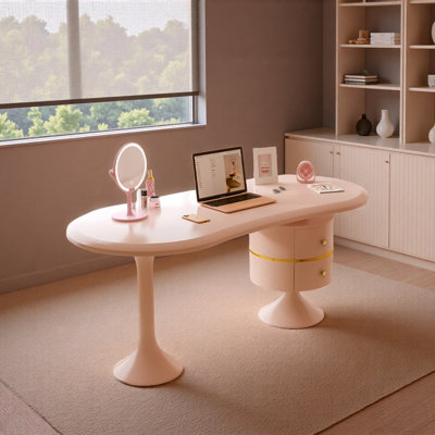 Pink Two-drawer Writing Desk And Computer Desk by Orren Ellis