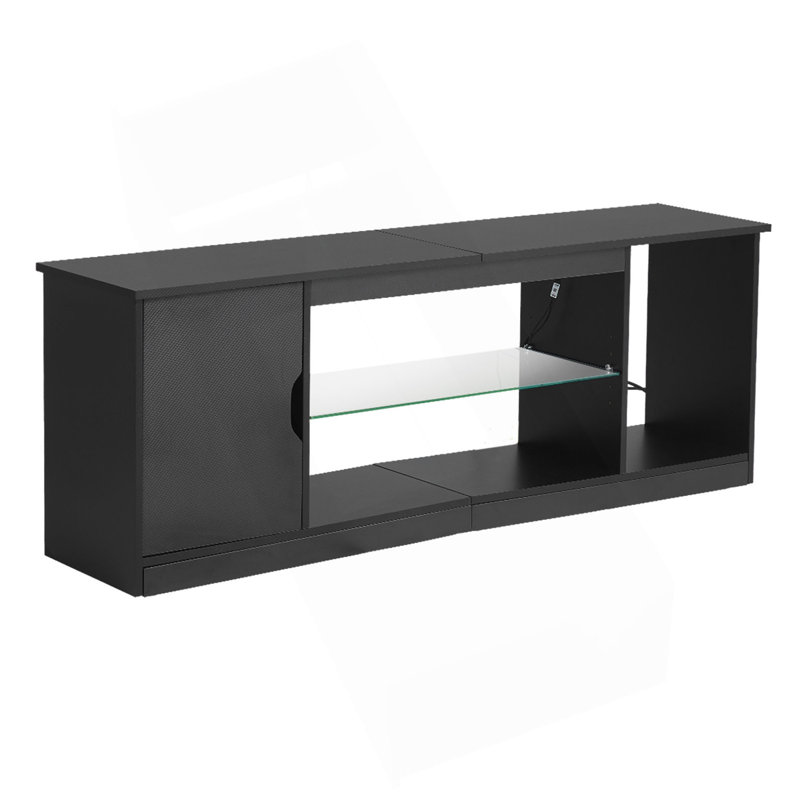 TV Stand for TVs up to 65 in Modern Entertainment Center with Glass Shelf