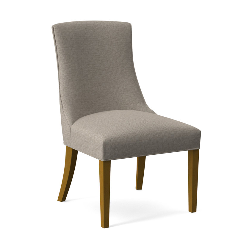 Tuxedo Slipper Dining Chair, Beige Performance Fabric; 0851-73, Antique Black Finish