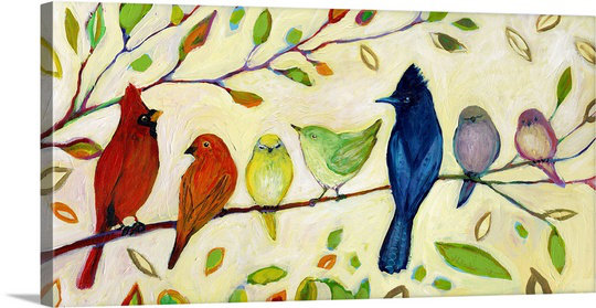 Nolani «A Flock of Many Colors» - reproduction d'art, H 24 po x l 48 po x P 1,5 po, Toile