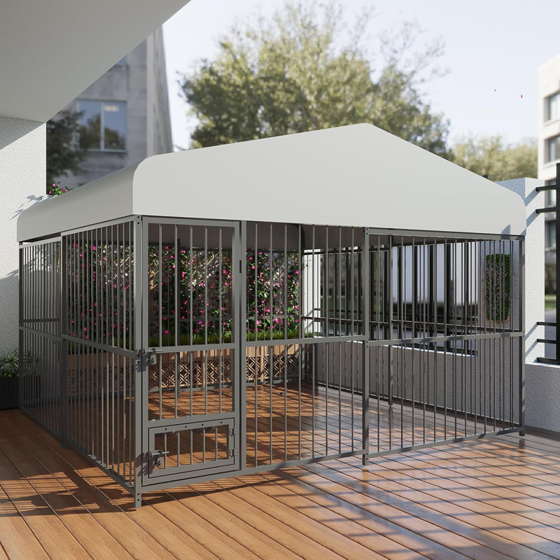 Parc pour chien 10 x 10 x 6 pi pour l'extérieur et en métal robuste pour chiens de grande et moyenne taille