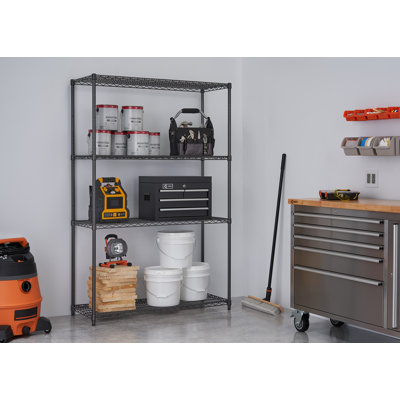 TRINITY PRO Black 4-Tier NSF Steel Wire Garage Storage Shelving Unit