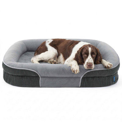 Bedsure Orthopedic Dog Bed for Medium Dogs, Oval Bolster Pet Sofa with Waterproof and Washable Soft Fleece Cover