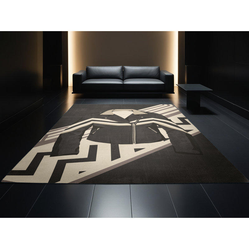 Tapis noir lavable à la machine Kymani, 6 x 9