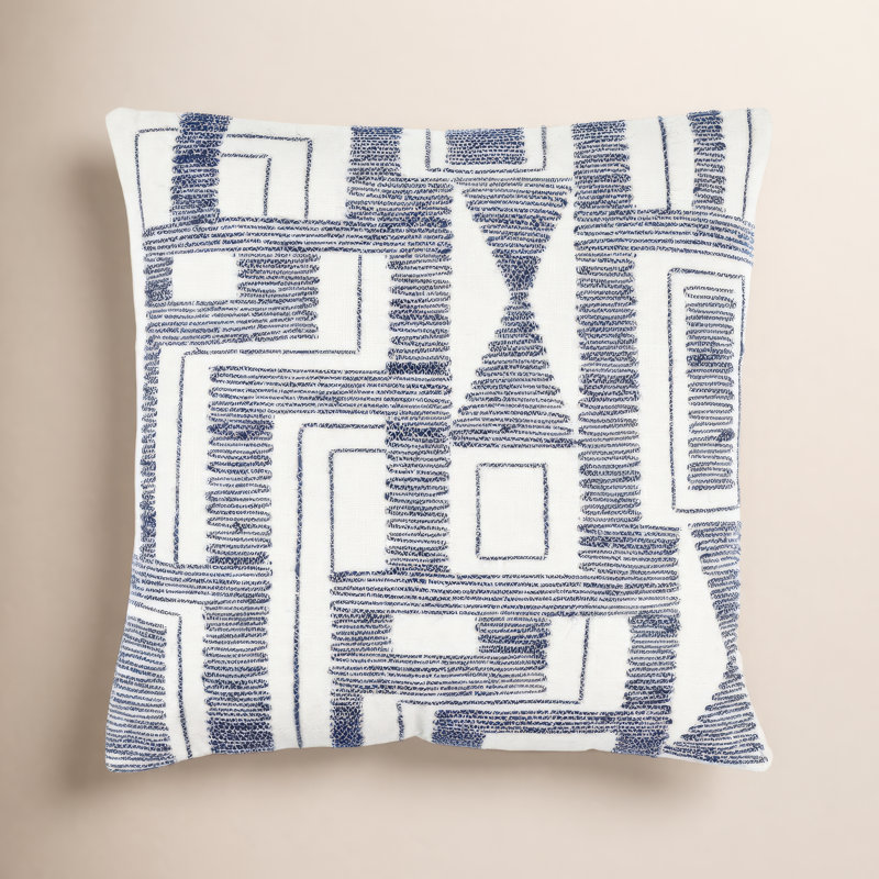 Dania Cotton Pillow Cover, 18" x 18", Down Blend
