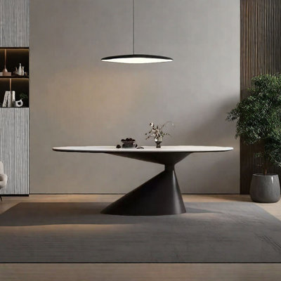 Sintered stone oval dining table
