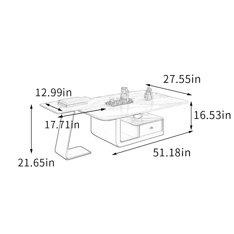 Ensemble de tables basses avec tiroir Minimalisme, H 16,53 po x L 27,55 po x l 51,18 po, Blanc / gris clair, Blanc