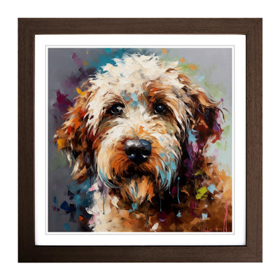 Labradoodle Palette Knife Painting - Framed Print