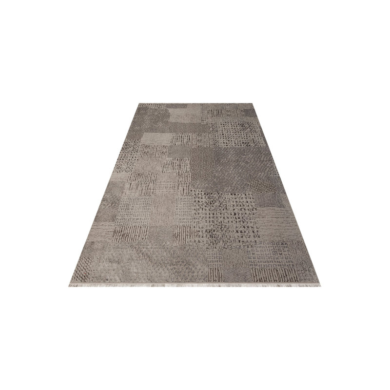 Tapis gris en polyester tissé à la machine Bedner, Tapis de couloir 2 pi 7 po x 9 pi 10 po