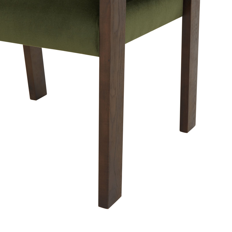 Aliezah Velvet Upholstered Back Armchair Dining Chair, Forest Green