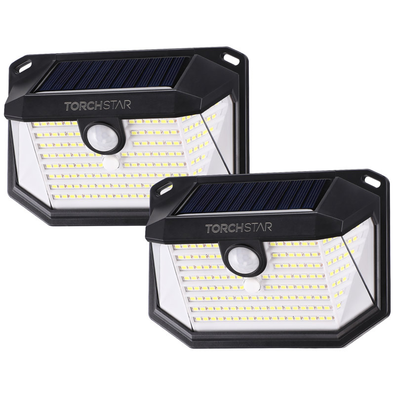Lumières murales de sécurité à énergie solaire polyvalentes à DEL pour l'extérieur avec détecteur de mouvement, Noir