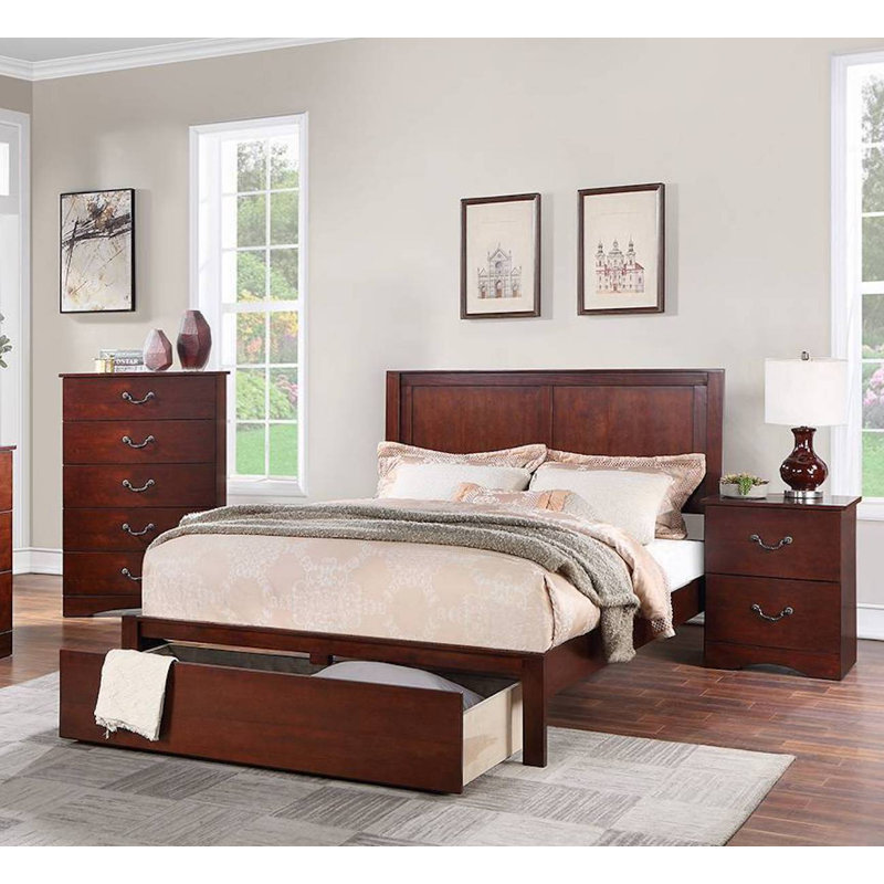 Gazmira Standard Storage Bed, King, Cherry