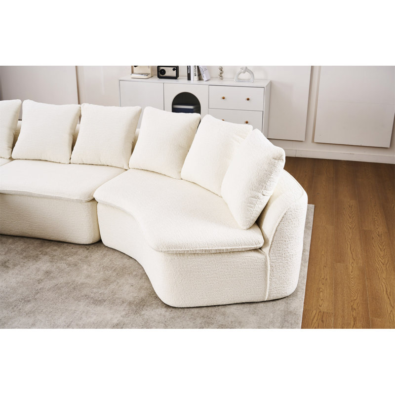 Canapé modulaire en U de 133 po avec canapé inclinable modulaire inclinable en chenille de grain de bois blanc de 133 po idéal pour les grands salons ou les chambres à coucher