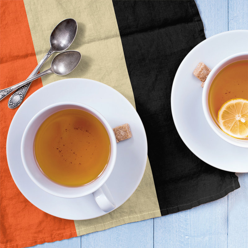 Stripe Tea Towel Kitchen Towel, Cotton Twill, Orange/Cream/Black Baseball