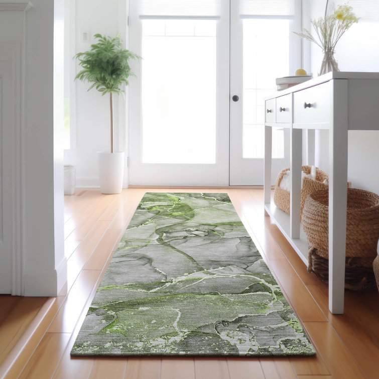 Premium Machine Washable Cerrito AMF519 Green Rug