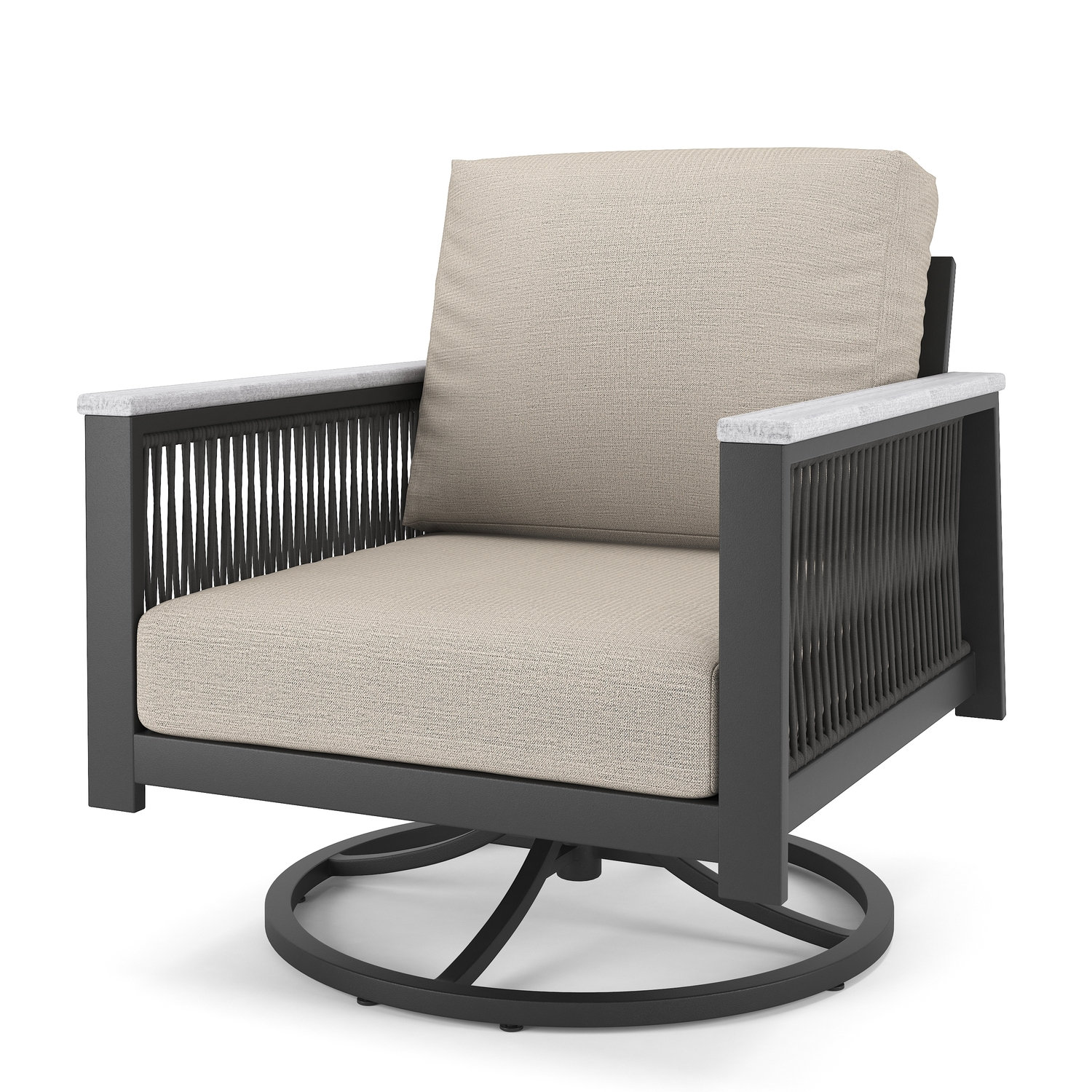 Townsend Sunbrella® Swivel Patio Rocking Chair, Cast Silver Sunbrella®