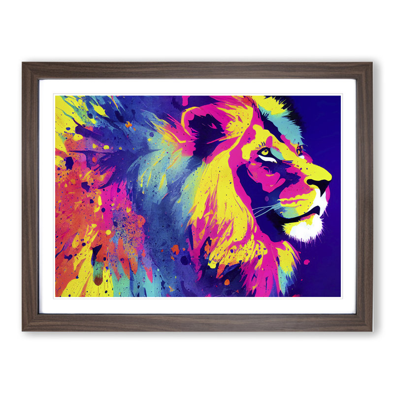 Splashed Lion Vol.5 Abstract - Framed Print, Walnut Framed, 34cm H x 46cm W x 2cm D