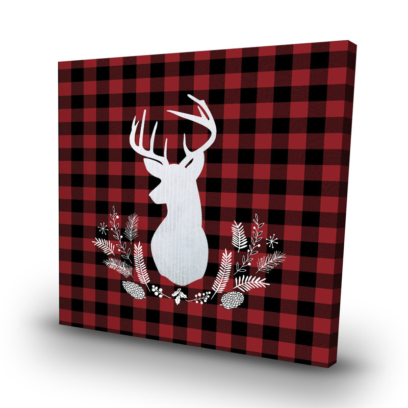 Deer plaid - 32"x32" art on canvas