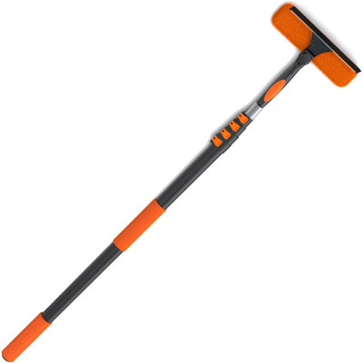 4FT Window Squeegee with Extension Pole, 2-in-1 Squeegee for Window Cleaning